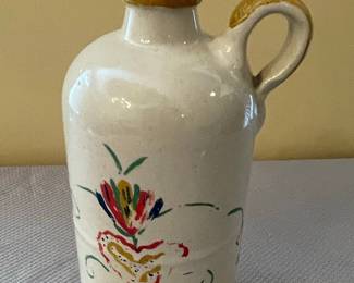 Vintage Hand-Painted Folk Art Stoneware Jug