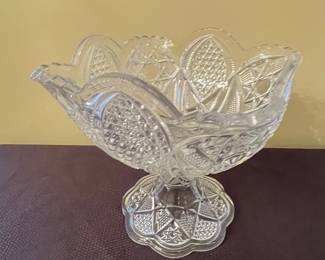 EAPG "Aztec" Pattern Glass Pedestal Bowl