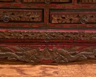 Javanese Carved Wood Spice Chest