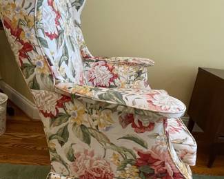 Floral Skirted Wingback Chair