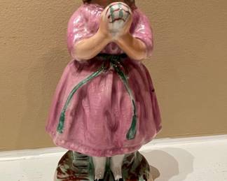 Staffordshire-Style Ceramic Figurine of a Girl Holding a Ball