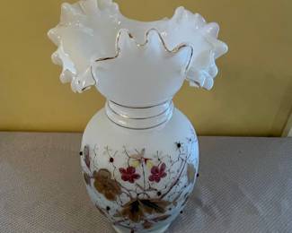 Victorian Bristol Glass Vase with Applied Enamel and Jewel Dots
