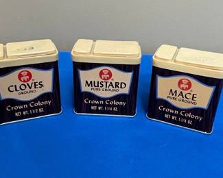 Vintage Crown Colony Spice Tins