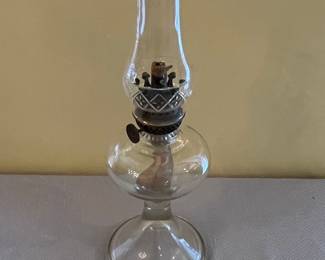 Vintage Clear Glass Oil Lamp