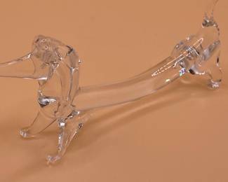Vintage Clear Glass Dachshund Knife Rests