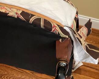 Upholstered Ottoman with Casters - Floral Print