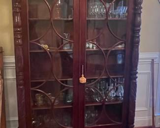 Victorian Revival Mahogany China Cabinet with Ball and Claw Feet