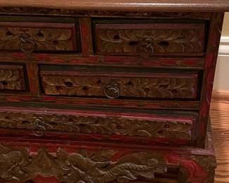 Javanese Carved Wood Spice Chest