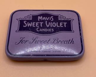 Vintage Mavis "For Sweet Breath" Violet Candies Tin