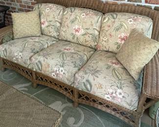 Vintage Henry Link Floral Wicker Sofa