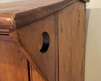 Antique Pine Jelly Cupboard with Moon Cutouts