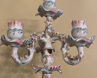 Pair of Von Schierholz Dresden Porcelain Figural Candelabra