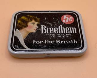1931 Breethem For The Breath Tablets Pocket Advertising Tin