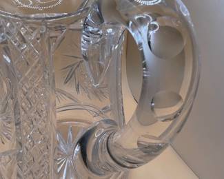American Brilliant Period Cut Glass Pitcher with Pinwheel and Hobstar Patterns
