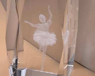 3D Laser Etched Crystal Ballerina Paperweight
