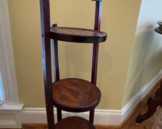 Vintage Haitian Mahogany Three-Tier Pastry Stand