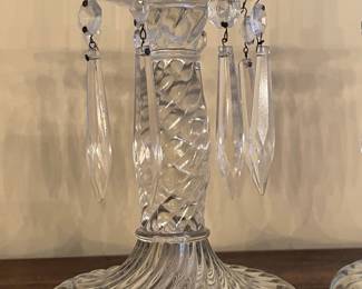 Pair of Vintage Crystal Candlestick Holders with Prisms