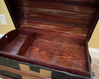 Victorian-Style Domed Steamer Trunk with Embossed Tin Panels