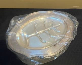 Silver-Plated Fish Serving Platter with Tree of Life Motif