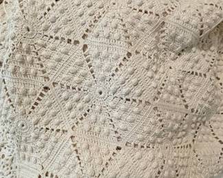 Vintage Hand Crocheted Popcorn Stitch Bedspread