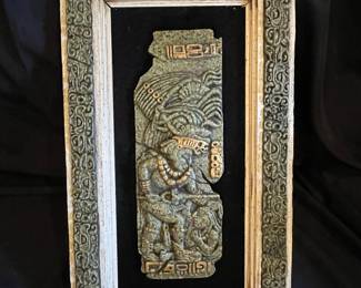 Michael Zarebski Style Mayan Bas-Relief Plaque