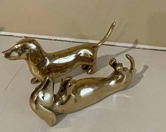 Vintage Brass Dachshund Figurines