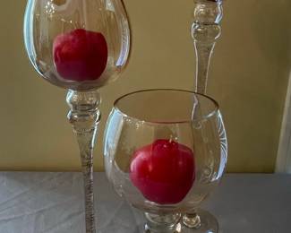Set of Three "Home Essentials" Red Candle Holders