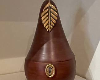 Vintage Wood and Brass Pear-Shaped Tea Caddy