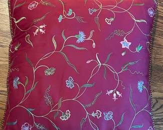 Embroidered Silk Pillow Cover