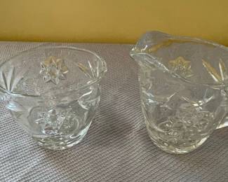 Anchor Hocking Star of David Creamer and Sugar Bowl Set