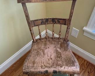 Antique American Windsor Spindle-Back Chair with Original Paint