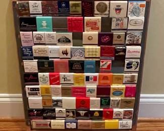 Vintage Matchbook Collection in Wood Display Case