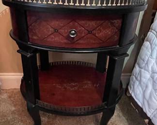 Maitland Smith Style Oval Accent Table with Gallery Rail