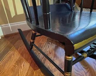 Black Lacquer Stenciled Nichols & Stone Hitchcock Style Rocking Chair