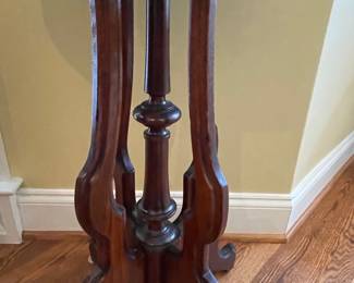 Victorian Walnut Pedestal Parlor Table with Marble Top