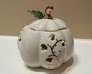 Lenox Pierced Pumpkin Votive 24K Gold Accents Candle Holder