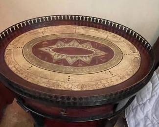 Maitland Smith Style Oval Accent Table with Gallery Rail