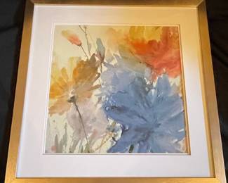 Abstract Floral Print in Gold-Tone Frame by Sheila Golden