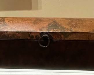 Vintage Map-Decorated Dome-Top Box