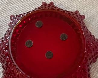 Fenton Ruby Red Hobnail Candy Dish with Handle