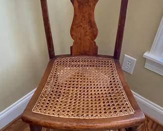 Tiger Maple & Birds Eye Maple Side Chair with Cane Seat