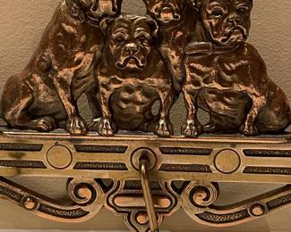 Vintage Brass Bulldog Figural Pipe Holder and Key Rack