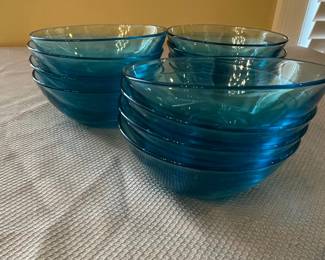 Hazel Atlas Capri Blue Glass Bowls