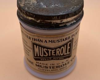 Vintage Musterole Ointment Jar - Milk Glass