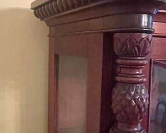 Victorian Revival Mahogany China Cabinet with Ball and Claw Feet