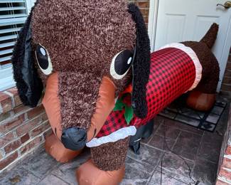 Gemmy Airblown Inflatable Dachshund in Buffalo Plaid Sweater