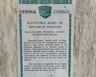 Zarebski Maya Sculpture Plaque, Bonampak Frescoes Series