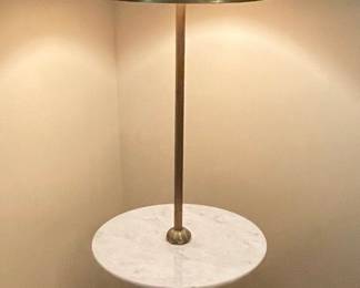 Vintage Brass and Marble Tray Floor Lamp - Stiffel Style