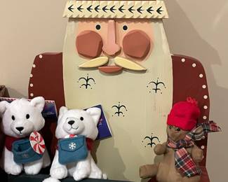 Coca-Cola Polar Bear Plush Collection in Wooden Santa Display