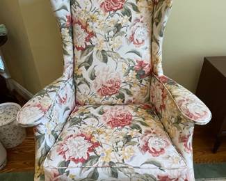 Floral Skirted Wingback Chair